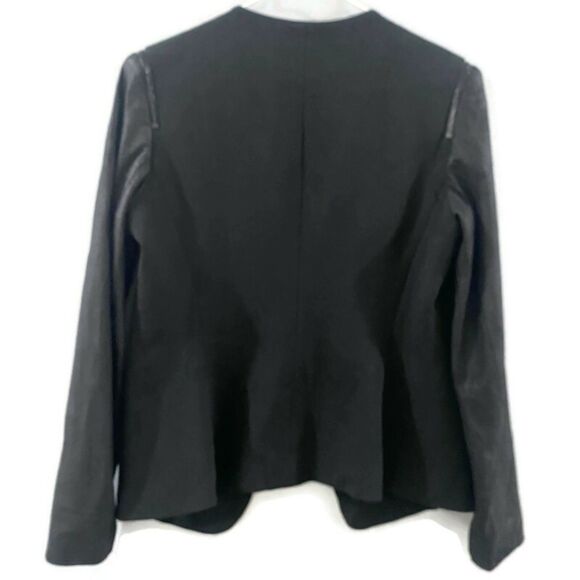 Theory Yaisa Classical Genuine Leather Sleeve Jacket - Black M - Picture 4 of 9